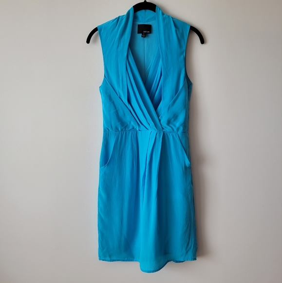 Greylin Camila Silk Crepe Sleeveless Blue Dress Size S - Picture 2 of 13